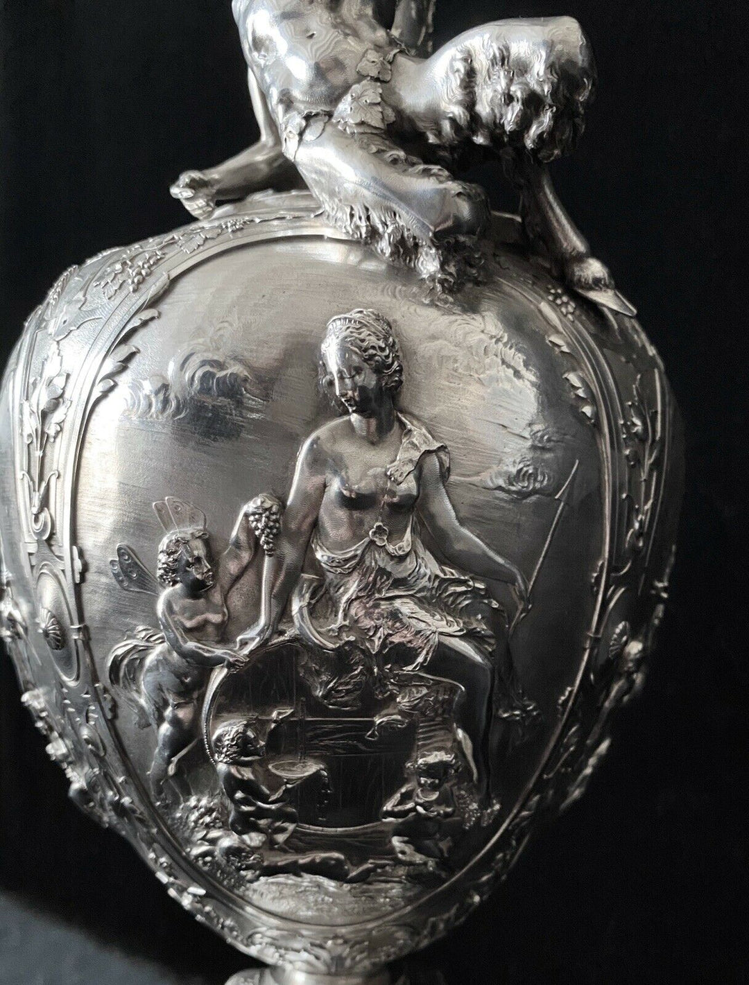 ODIOT UNIQUE FIGURAL EWER PARIS EXHIBITION 1878 TREASURE FRENCH STERLING SILVER