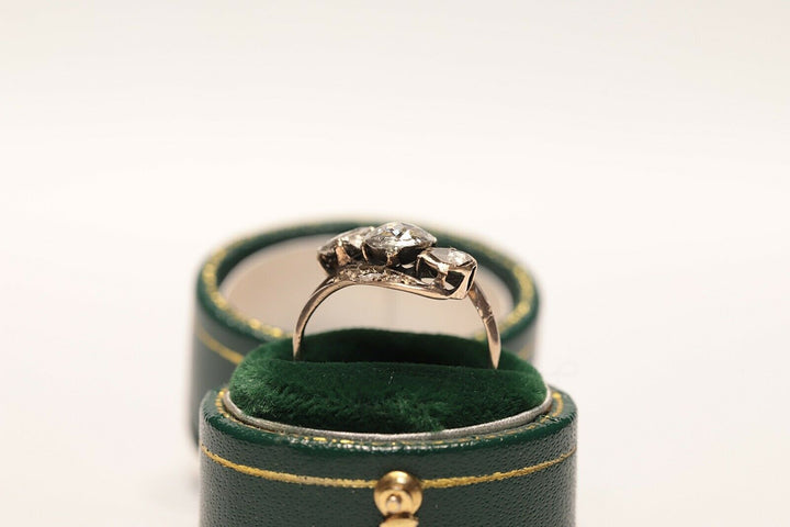 アンティーク 10K ナチュラルローズカットダイヤモンドのオスマンリング