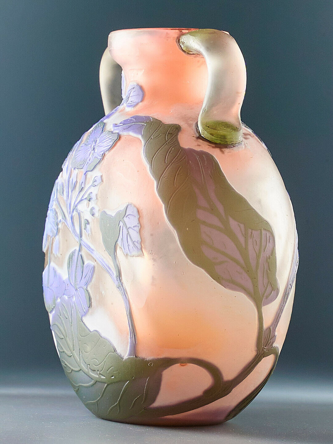 エミールガレ　紫陽花の花が描かれた両耳付きの花瓶