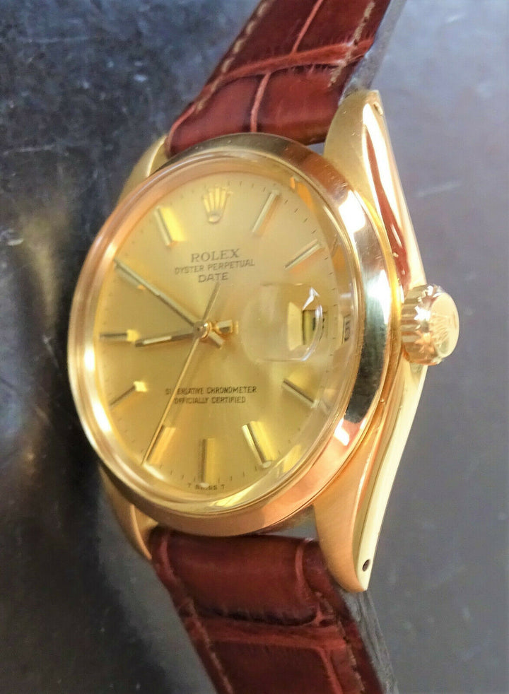 Rolex Watch ♛ Oyster Date 1500 Yellow Gold 18K 750 Automatic Luxury Chronometer Service