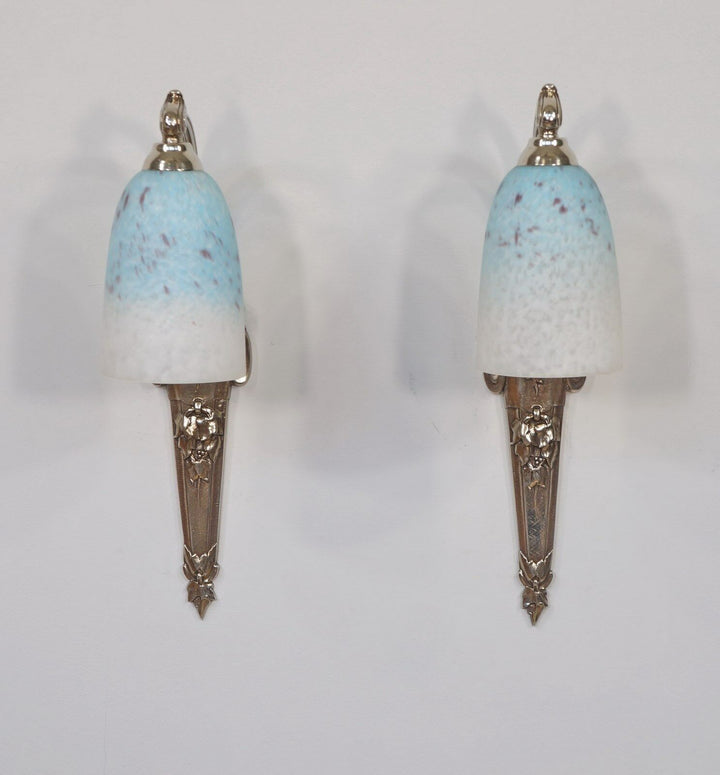 SCHNEIDER & RANC : PAIR OF FRENCH ART DECO WALL SCONCES ....... 1930 lights 1925