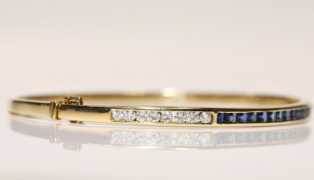 ヴィンテージ 18K ナチュラルダイヤモンドとサファイアのブレスレット