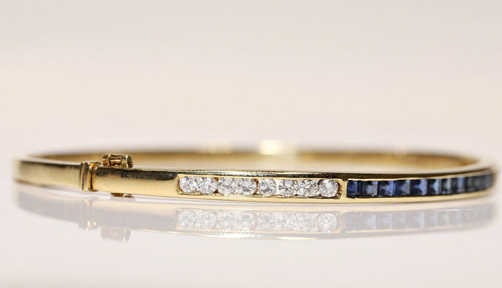ヴィンテージ 18K ナチュラルダイヤモンドとサファイアのブレスレット