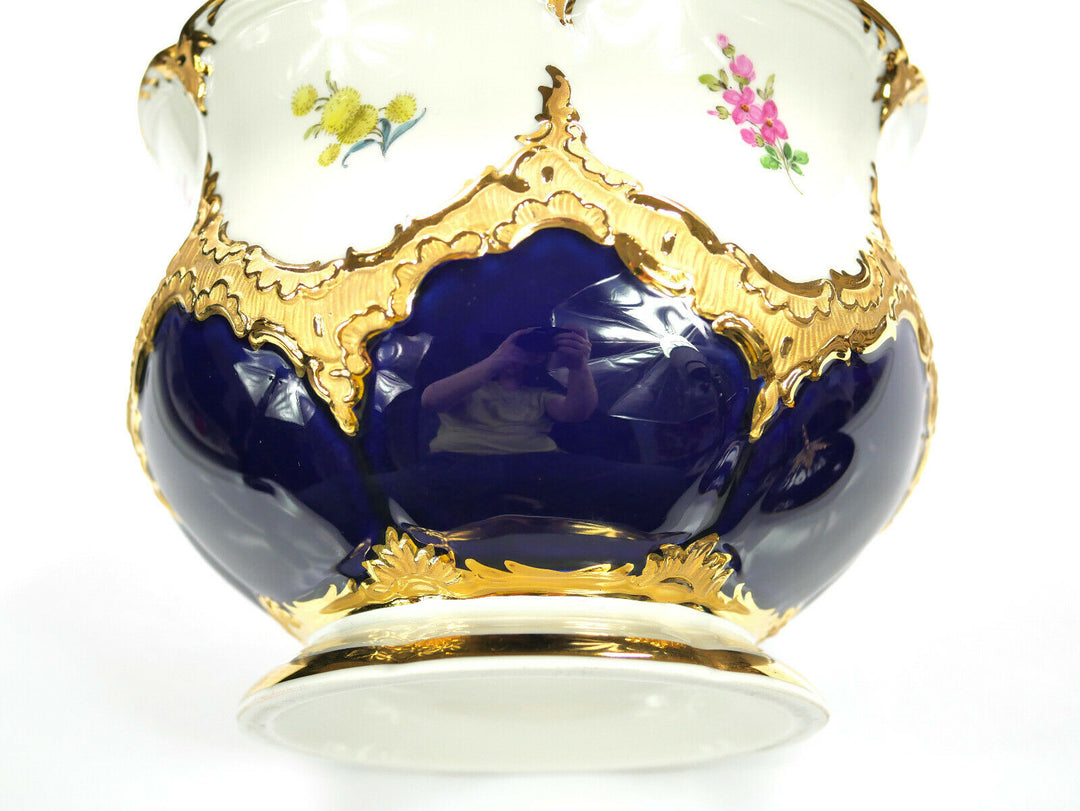 seltene, große Keksdose - MEISSEN - B-Form - kobaltblau - Ø ca. 17cm H: ca. 18cm