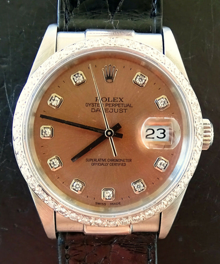Rolex Watch ♛ Oyster Datejust Diamond's Steel/Gold 18k Automatic Luxury Watch 16200