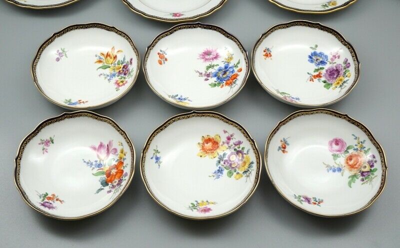 Meissen Kaffeeservice für 6 Person A-Kante Blumenbukett, 1 Wahl.