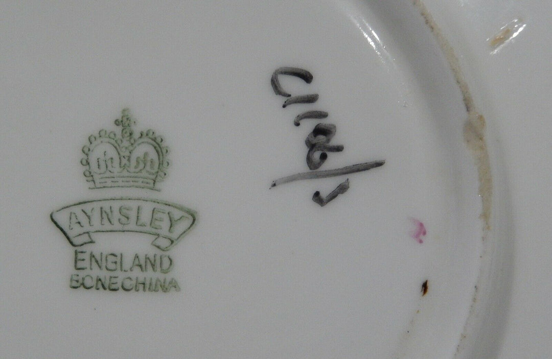 Vintage 1950s AYNSLEY PINK CABBAGE ROSE CUP & SAUCER on PALE PEACH BACKGROUND