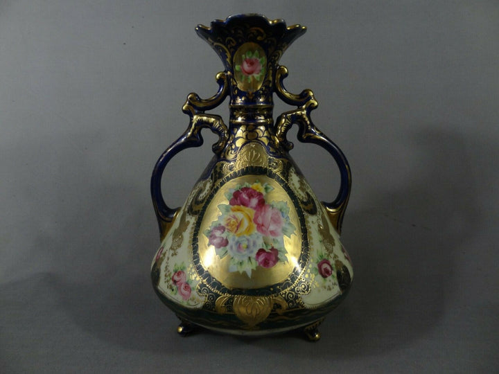 オールドノリタケ　花々が描かれたブルームの花瓶