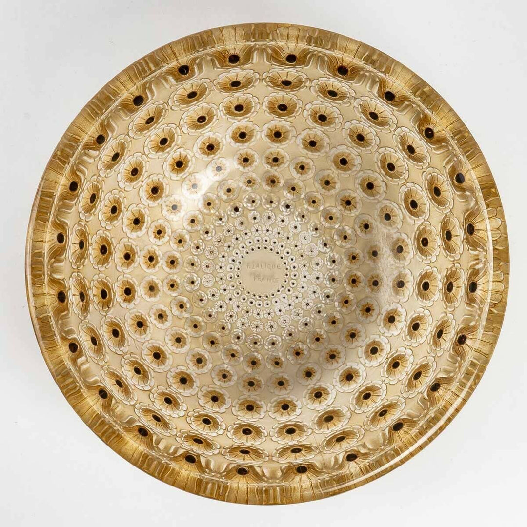 Coupe Nemours Rene Lalique R.Lalique Émaillé Noir Patine Sépia Enamel Stain Bowl