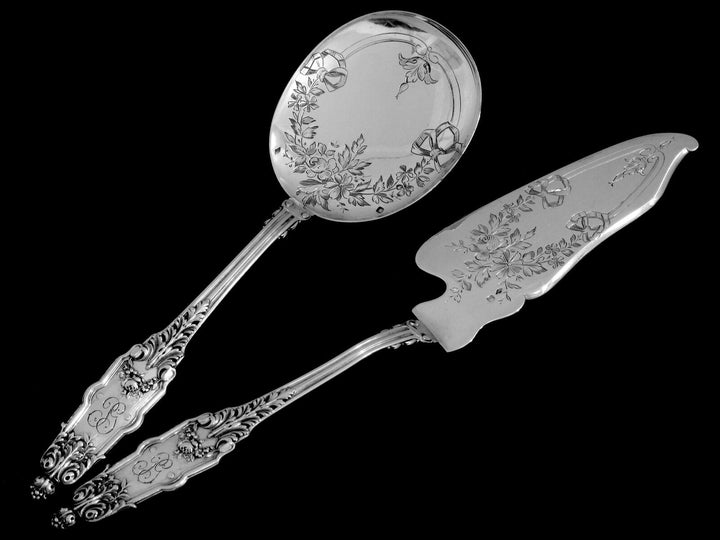 Puiforcat Fabulous French All Sterling Silver Ice Cream Set 2 pc Acanthus