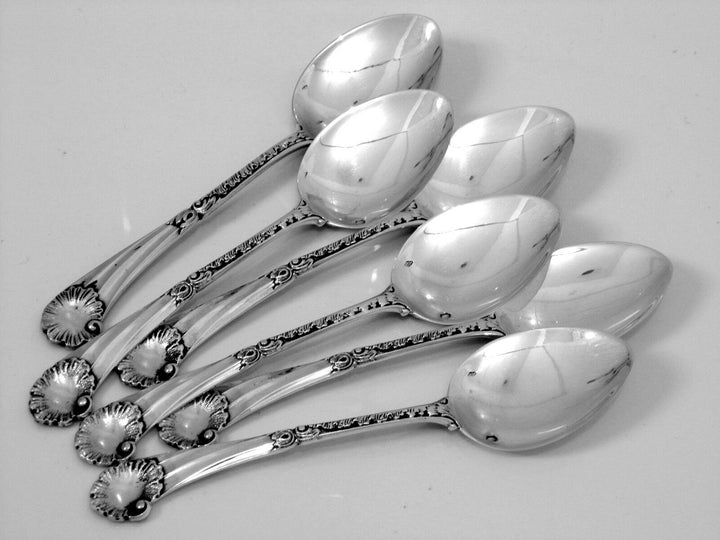 SOUFFLOT Fabulous French All Sterling Silver Ice Cream Spoons Set 6 pc Rococo