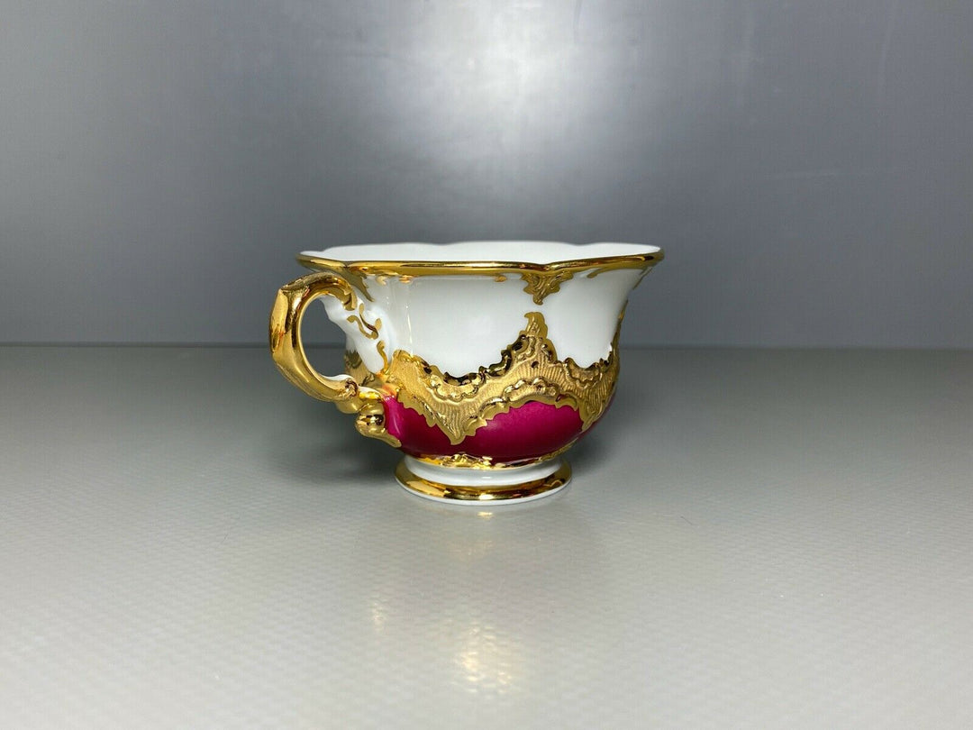 MEISSEN MOKKA GEDECK 2-TLG TASSE UT B-FORM WEINROT ROT BORDEAUX VIEL GOLD Nr.4