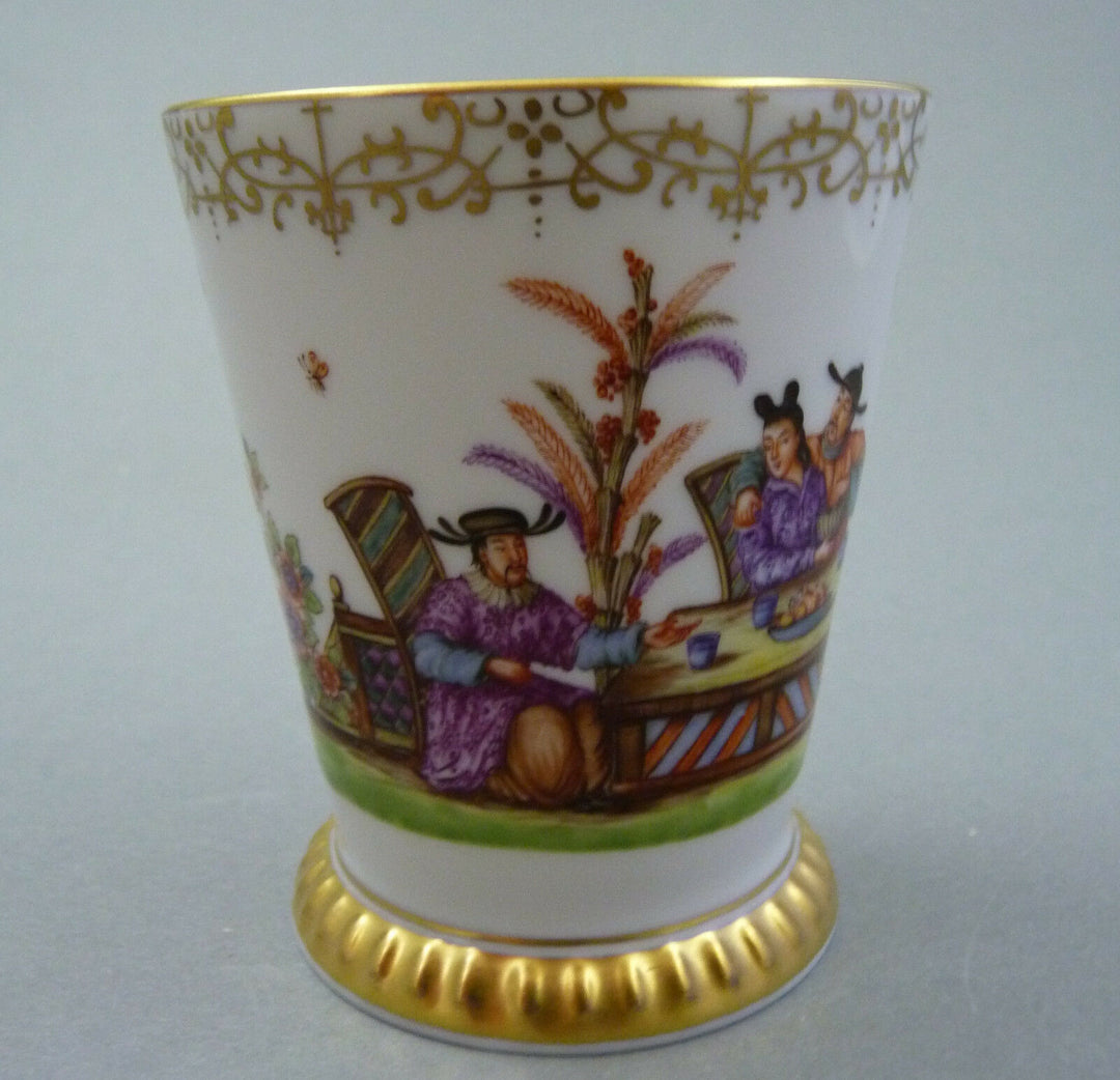 Becher Chinoserien Höroldt Dekor 286793 = Chinesen + Tiere 1.Wahl TOP Meissen