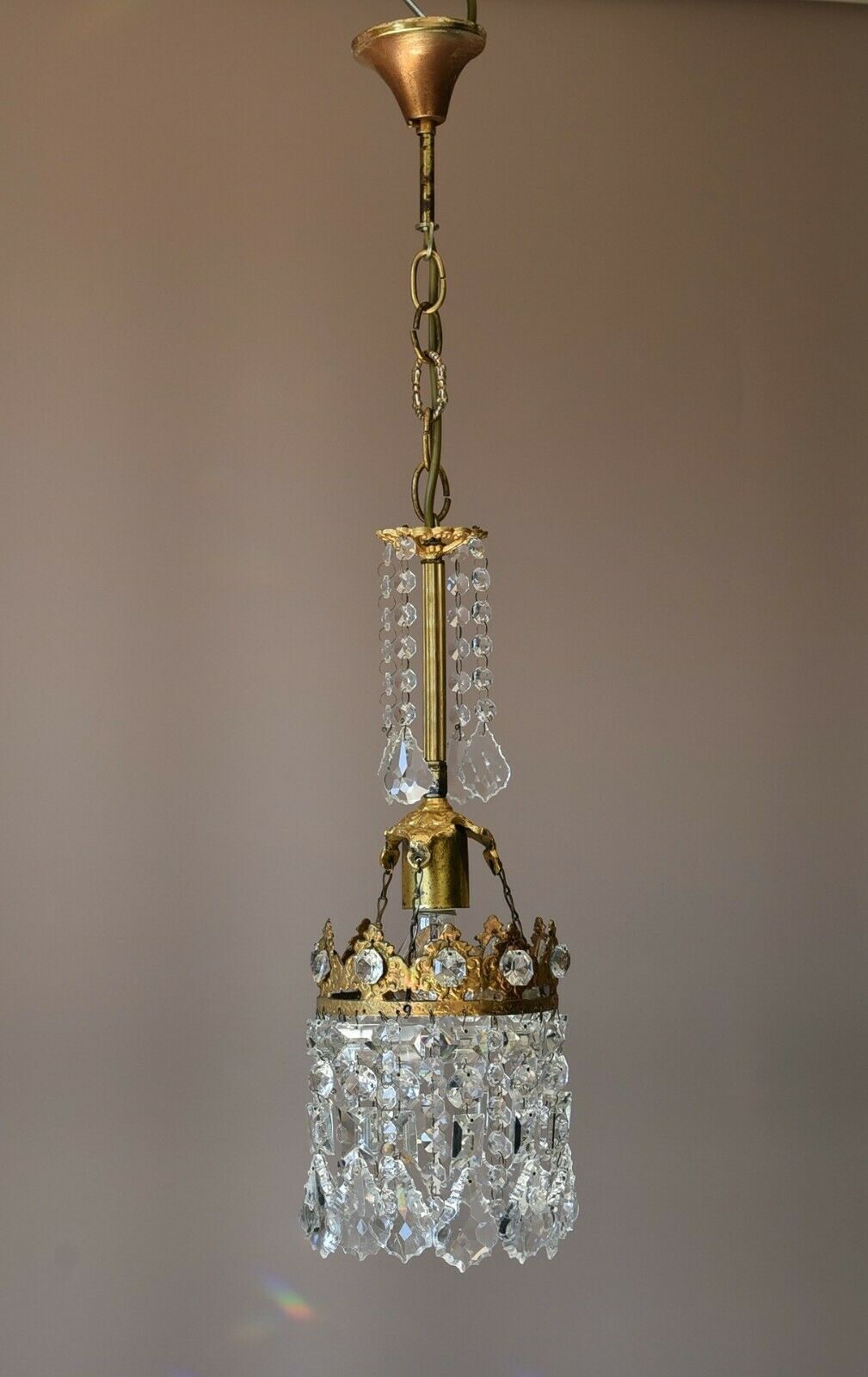 Shabby Chic Vintage Crystal Chandelier in Antique French Style, Home Lighting
