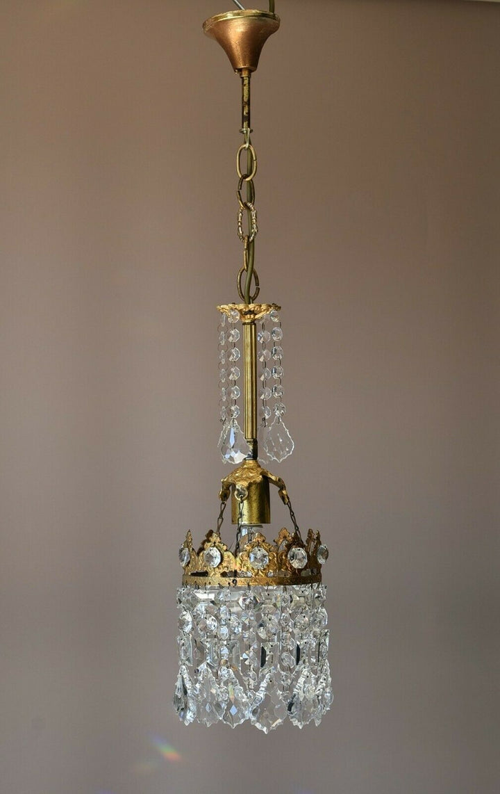Shabby Chic Vintage Crystal Chandelier in Antique French Style, Home Lighting