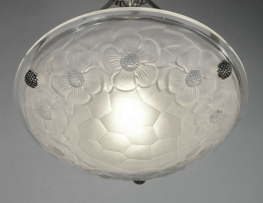 DEGUE & JAMAIN French 1930 art deco pendant . chandelier lamp muller era France