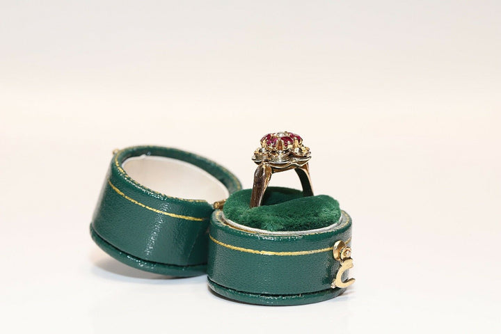 アンティーク 18K ナチュラルダイヤモンドとルビーのヴィクトリアンリング