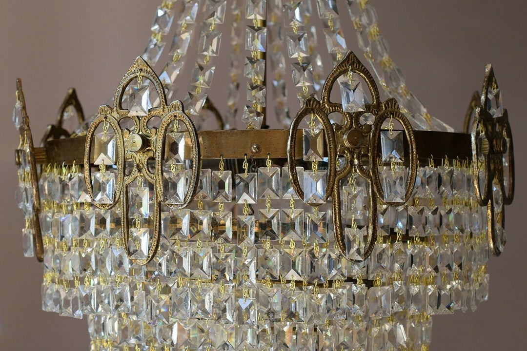 Oriental French Empire Crystal Chandelier Antique Vintage Lighting Pendant Lamp