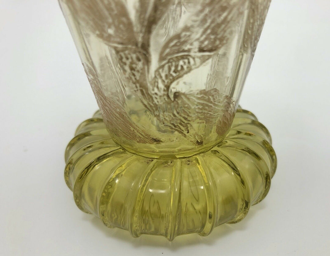 VERRE A VIN AMBRE CRISTALLERIE EMILE GALLE NANCY DECOR FLORAL ART NOUVEAU Z375