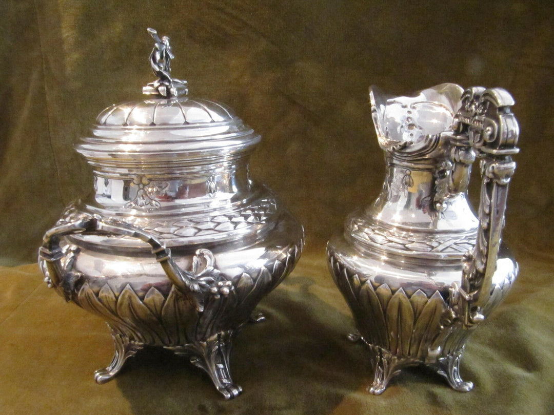 Outstanding french sterling silver tea coffee set Louis XVI st E Puiforcat Nap 3