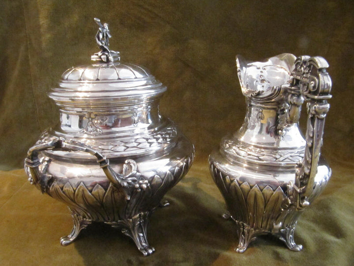 Outstanding french sterling silver tea coffee set Louis XVI st E Puiforcat Nap 3