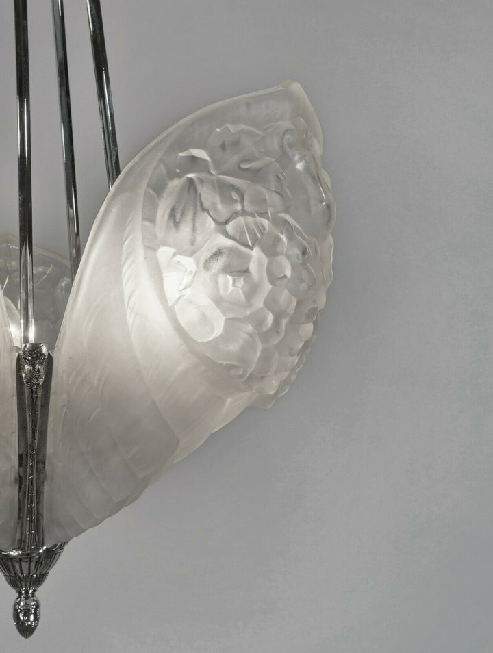 SCHNEIDER : LARGE FRENCH 1930 ART DECO CHANDELIER ....... lustre lamp muller era