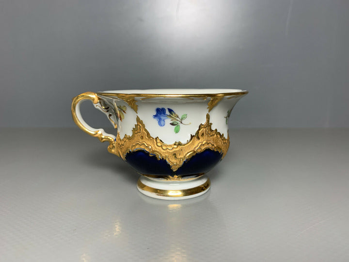 MEISSEN MOKKA GEDECK 2-TLG TASSE UT B-FORM KOBALTBLAU STREUBLÜMCHEN VIEL GOLD
