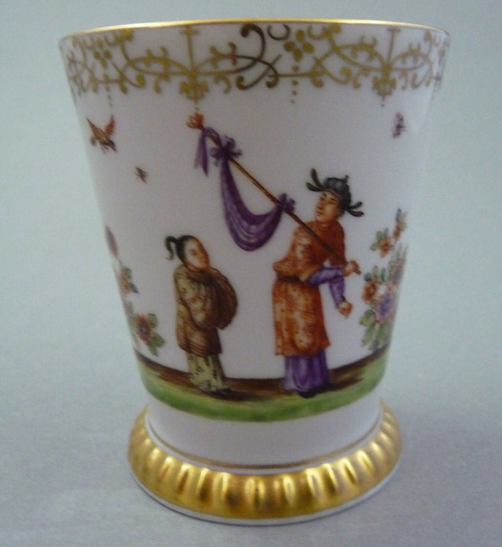 Becher Chinoserien Höroldt Dekor 286793 = Chinesen + Tiere 1.Wahl TOP Meissen