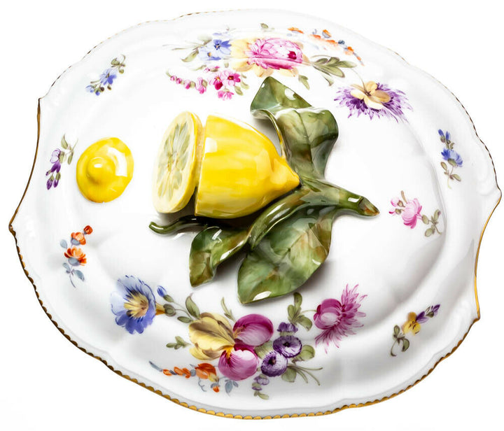 Deckelterrine mit Zitronenknauf Nymphenburg Modell 743 1. Wahl 1940-1960 23,5cm