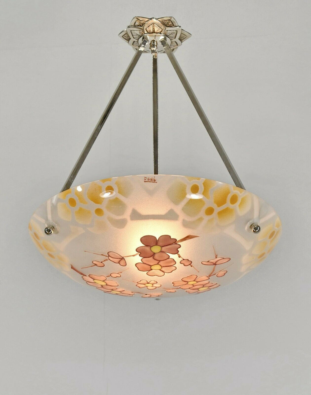 EDDÉ : FRENCH 1930 ART DECO CHANDELIER .......... pendant lamp loÿs lucha France