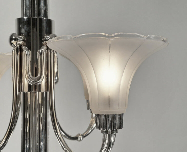 PETITOT : 1935 FRENCH ART DECO CHANDELIER ........ modernist lustre machine age