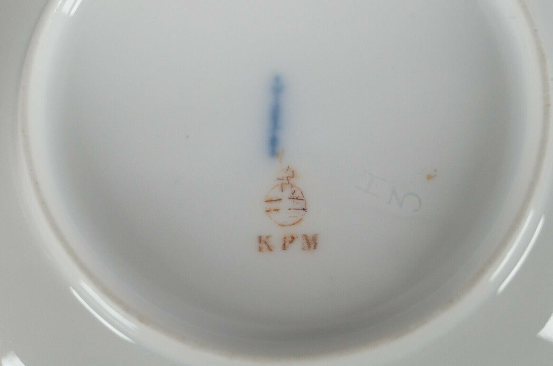 KPM Berlin Neuzierat Hand Painted Floral & Raised Gold Demitasse Cup & Saucer E