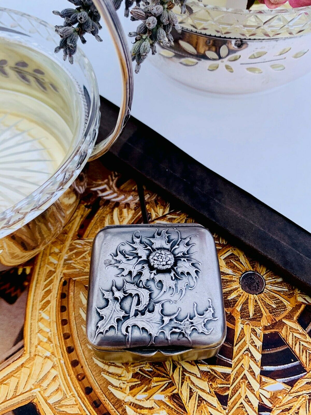 Antique French Sterling Silver Pill Box Fabulous Decor