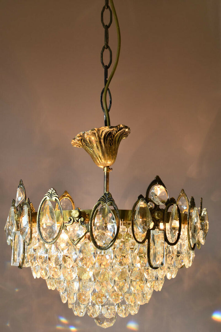 Flush Antique Vintage Crystal Chandelier, Lighting Low Ceiling Pendant Light