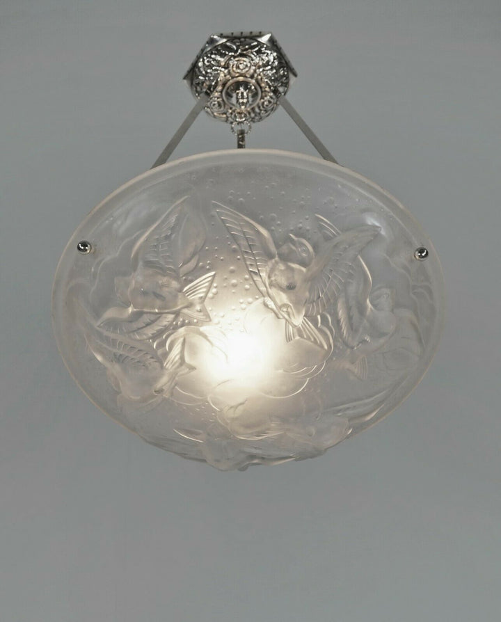 MULLER FRERES : FRENCH 1930 ART DECO PENDANT CHANDELIER . lamp France degue era