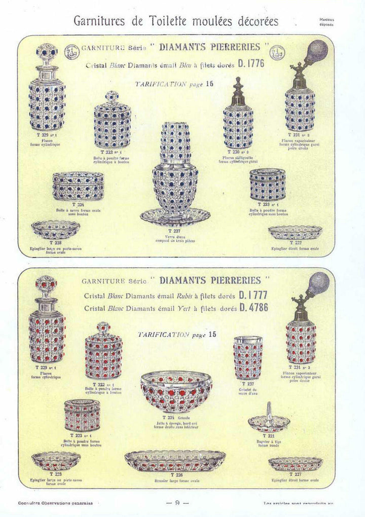BACCARAT –1 Ancien Flacon en Cristal Massif modèle Diamants Pierreries Bleues