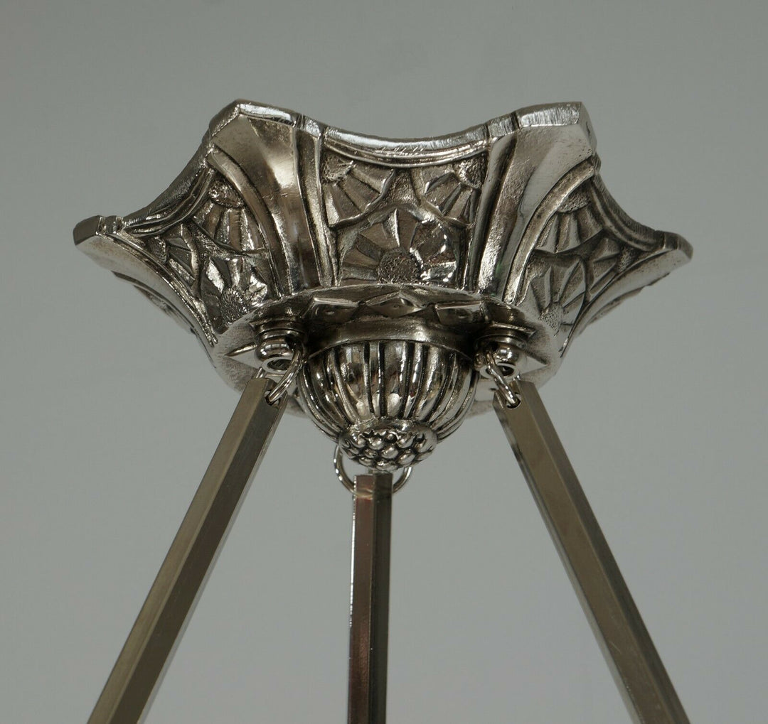 HUBENS & DEGUÉ : FRENCH 1930 ART DECO CHANDELIER .. pendant 1925 lamp muller era