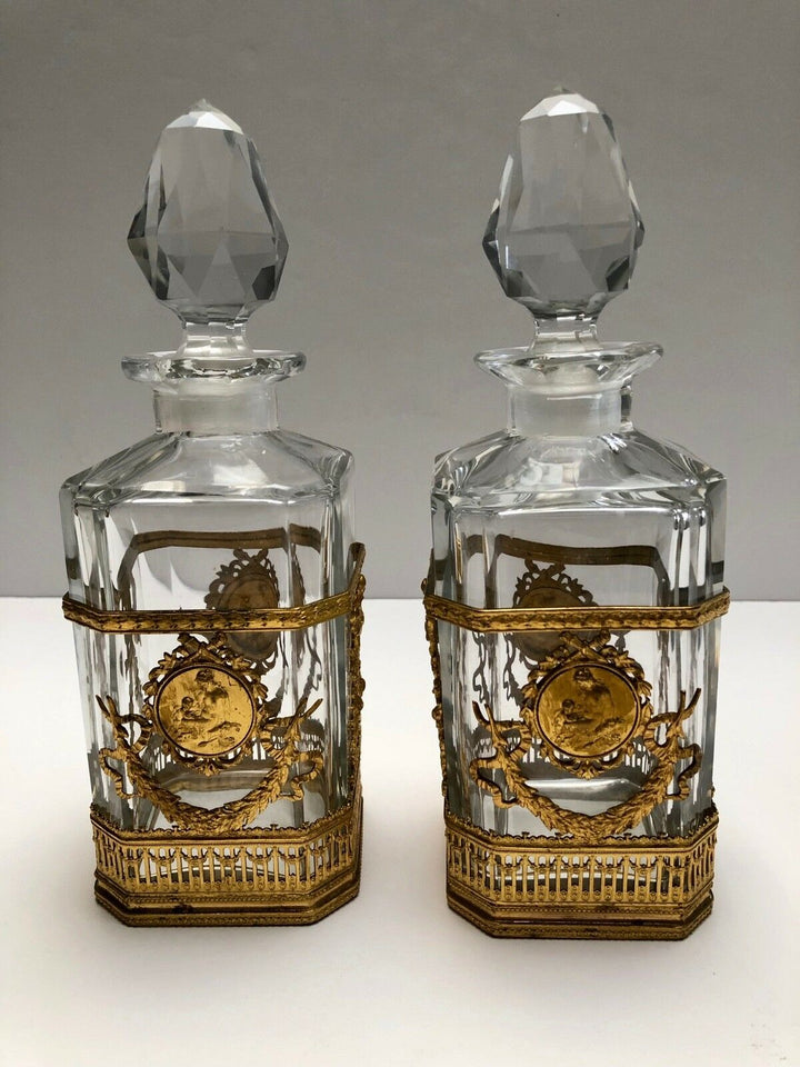 Magnifique BACCARAT CRISTAL ET DORE BRONZE bouteilles de parfum Paire- afficher le titre d'origine
