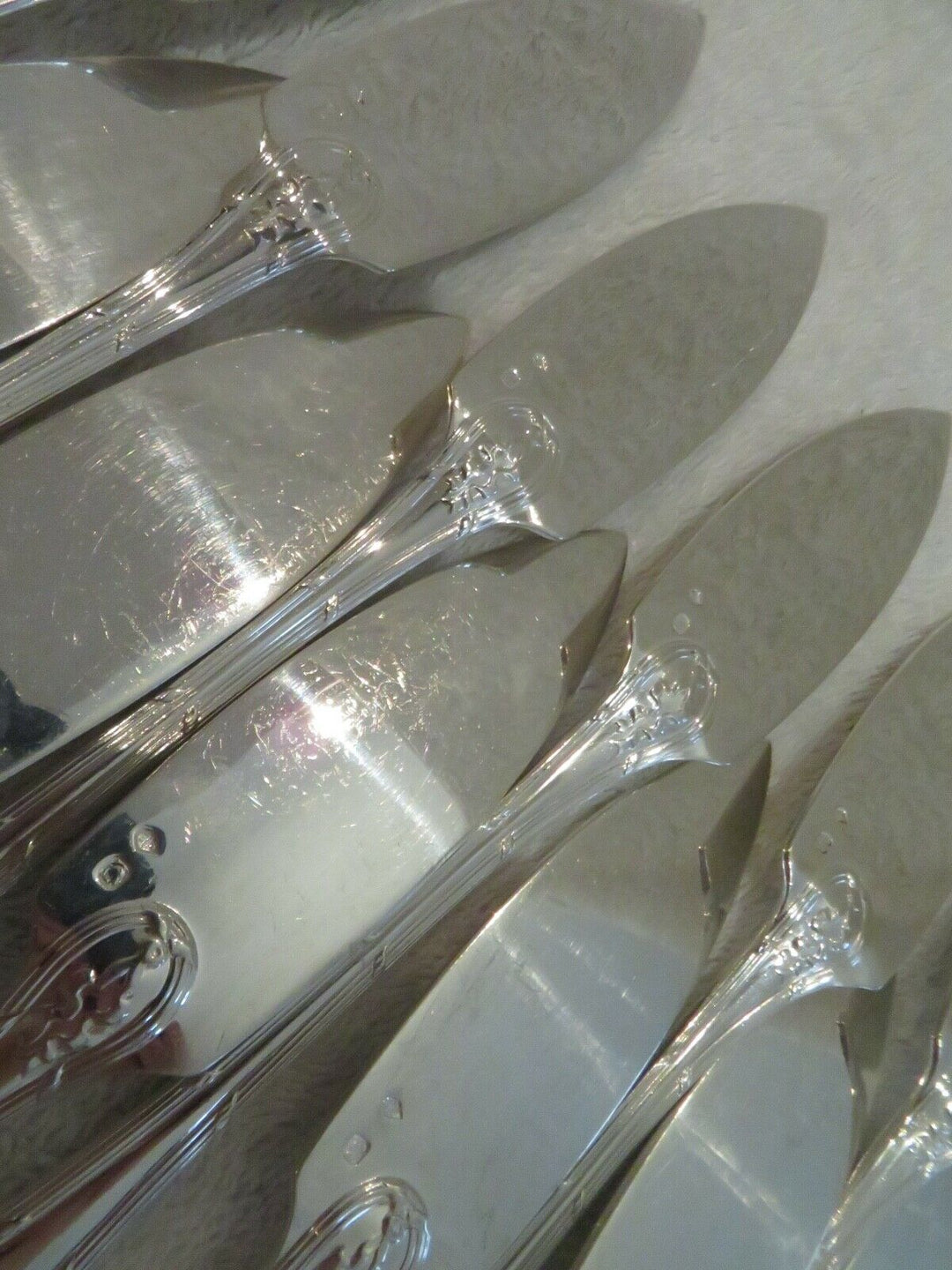 early 20th c french 950 silver 12p fish cutlery set Puiforcat Louis XVI st ety