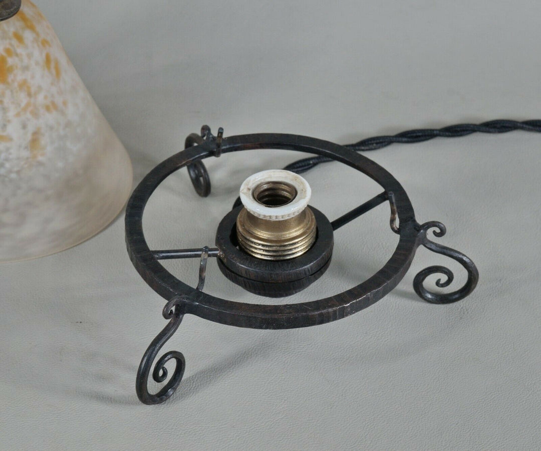シュナイダー兄弟　小さなアールデコランプ　フランス製　錬鉄製　1925年　1930年