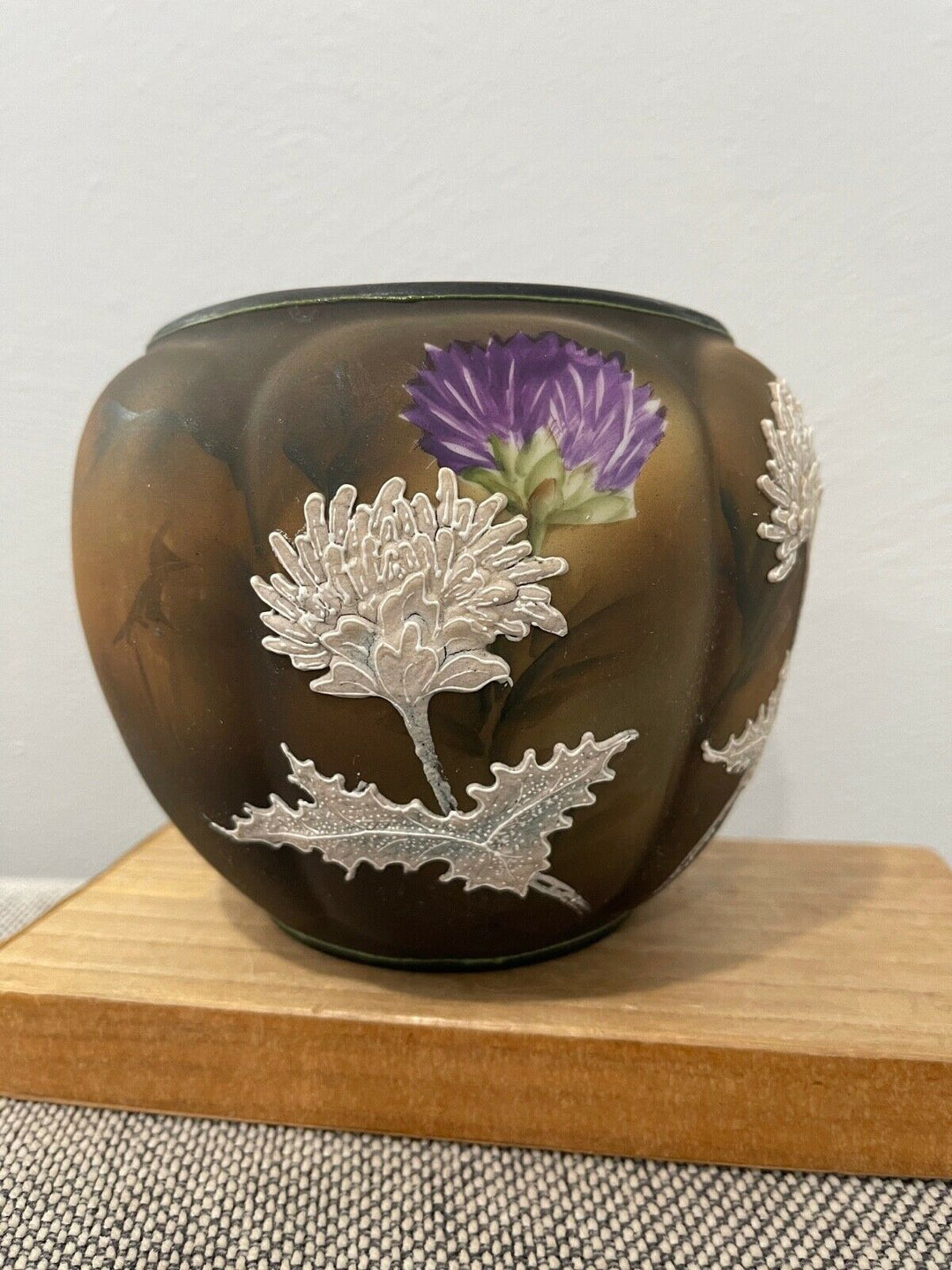 Antique Noritake Nippon Morimura Porcelain Moriage Humidor Flowers & Butterfly