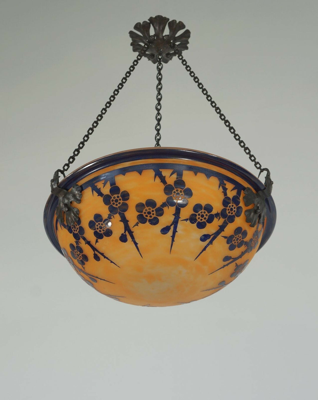 SCHNEIDER : FRENCH 1920 ART DECO PENDANT Le Verre Français cameo chandelier 1925