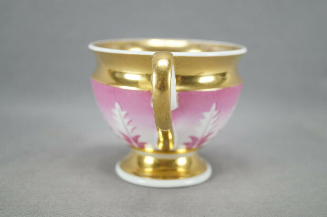 KPM Berlin Hand Painted Pink Leaves & Gold Empire Form Cup Circa 1837-1844