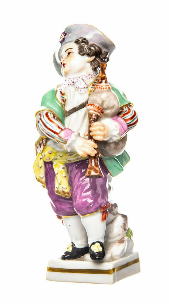 マイセン人形　バグパイプを持った園芸少年　1970年以降