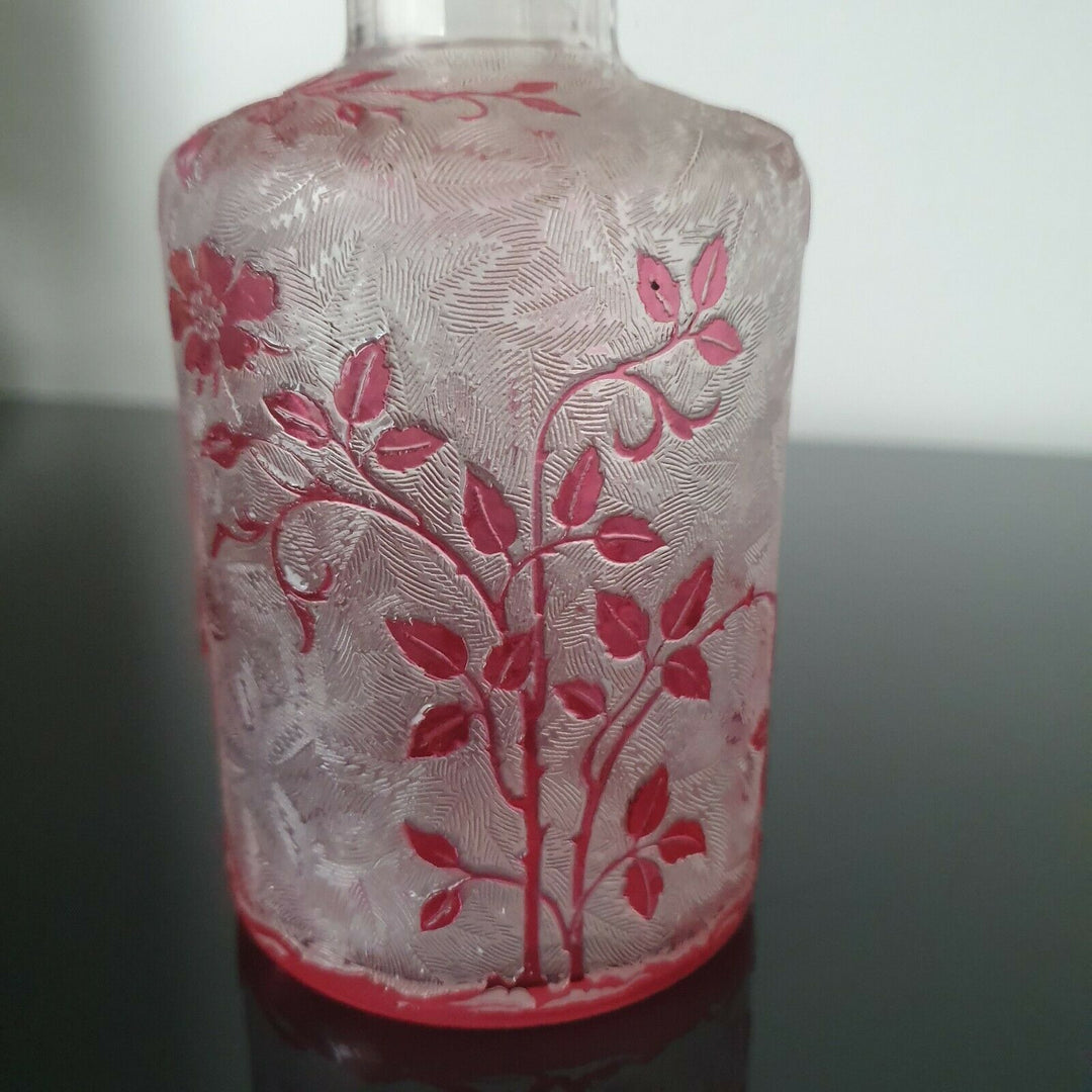  BACCARAT - Flacon Eglantier en Cristal Dégagé A l'Acide XIXè