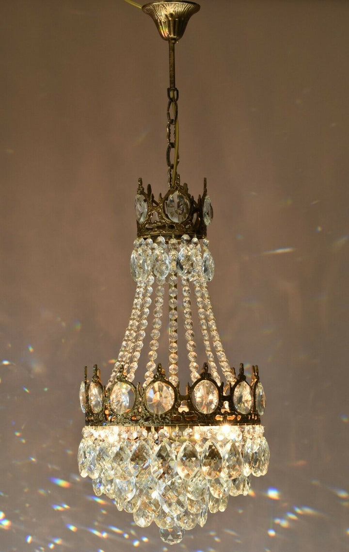 Easter Sale,Vintage Crystal Chandelier, Antique French Style mid century Light