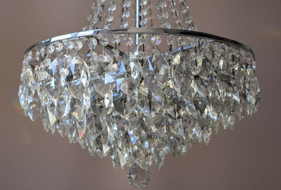 Empire Vintage Crystal Chandelier, Silver Antique Lighting French Big Light lamp
