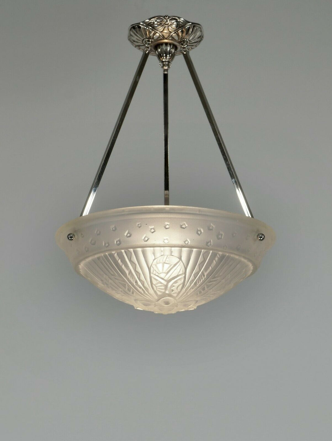 JAMAIN & FRONTISI : French 1930 art deco pendant ........ chandelier lamp France