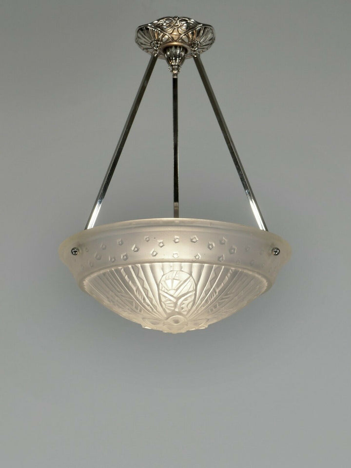 JAMAIN & FRONTISI : French 1930 art deco pendant ........ chandelier lamp France