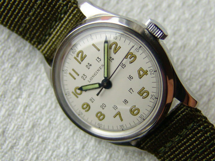 第二次世界大戦期　34mm ロンジン　パイロット　ミリタリーウォッチ　腕時計　1942-1951